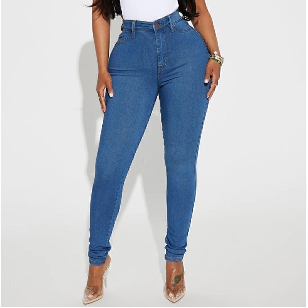 Fashion Nova Classic High Waist Skinny Jeans - Medium Blue Wash